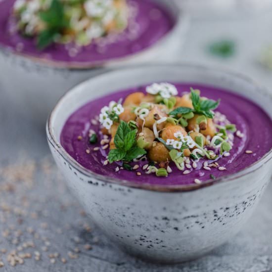 Purple sweet potato and ginger soup - Recipe photo by RainbowInMyKitchen