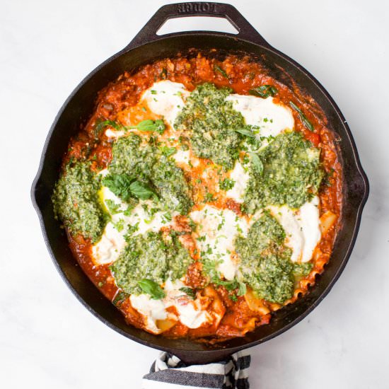 Vegan Sausage Skillet Lasagna - Recipe photo by This Savory Vegan