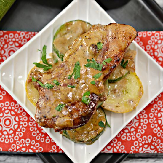 KETO PORK CHOPS IN MUSTARD CREAM - Recipe photo by Stylish Cravings