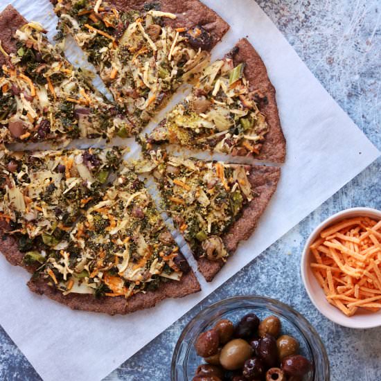 Vegan Keto Spinach Artichoke Pizza - Recipe photo by foreatssake