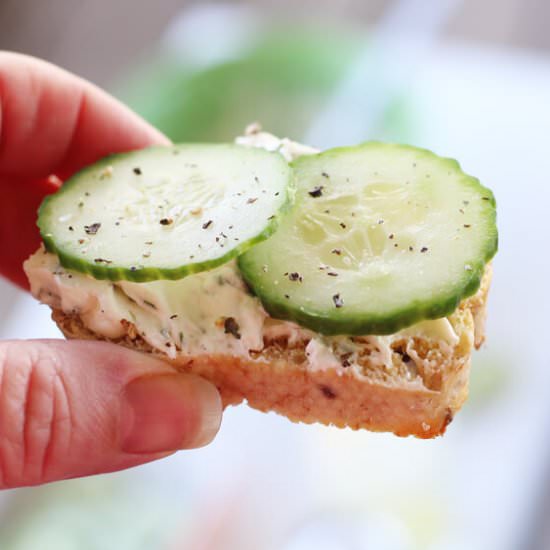 Feta + Dill Cucumber Crostini - Recipe photo by Buy This Cook That
