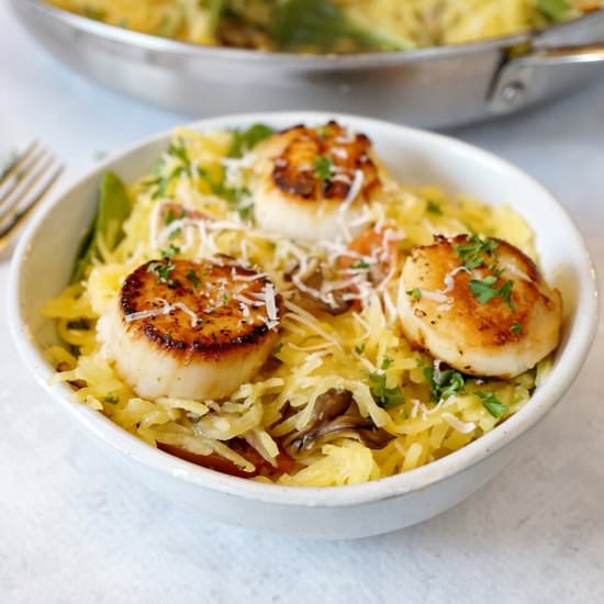 Seared Scallops & Spaghetti Squash - Recipe photo by jzeats