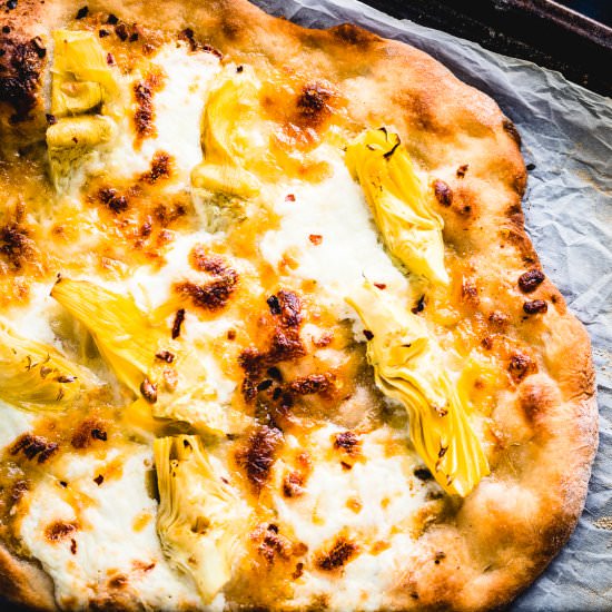 Artichoke Pizza - Recipe photo by sipandfeast