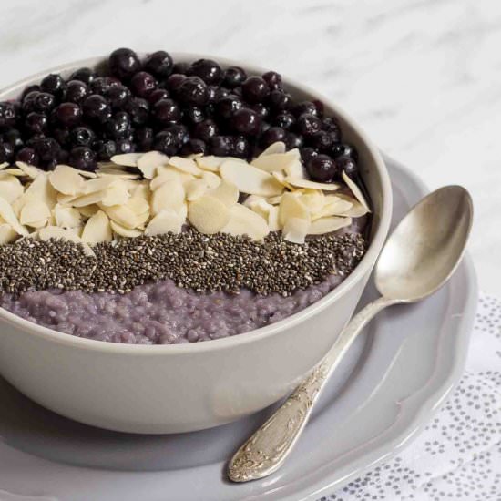 Warm Blueberry Millet Porridge - Recipe photo by MyPurePlants