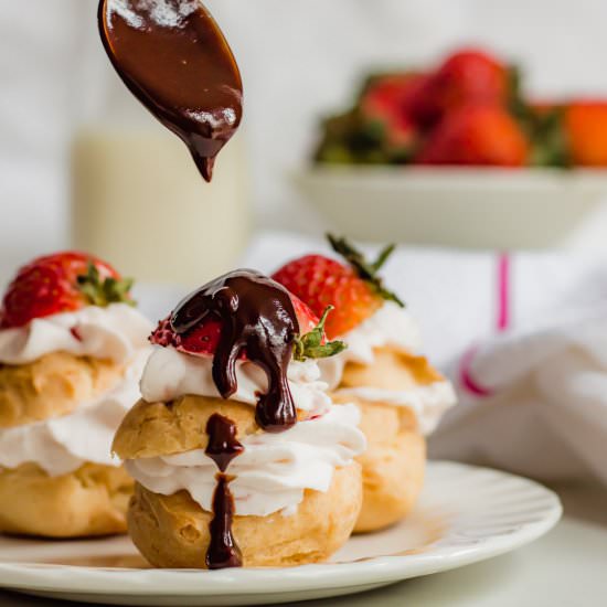 Profiteroles with Strawberry Cream - Recipe photo by cinnamonandtoast