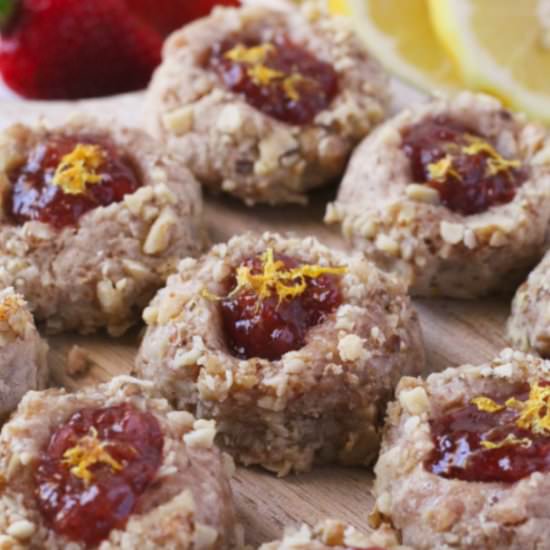 Lemon Strawberry Thumbprint Cookies - Recipe photo by milehighmitts
