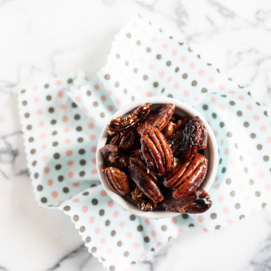 Bourbon Candied Pecans - Recipe photo by sidewalkshoes