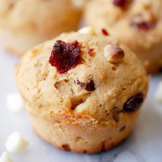 Cranberry white chocolate muffins - Recipe photo by evabakes