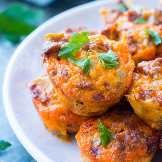 Sausage & Mushroom Frittata Bites - Recipe photo by No Plate Like Home