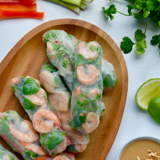 Thai Spring Rolls with Peanut Sauce - Recipe photo by justataste