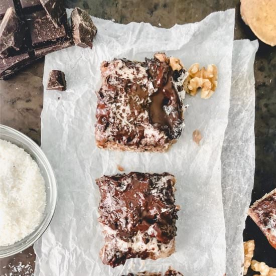 Vegan 7-Layer Bars (gluten-free) - Recipe photo by Garlic-Head