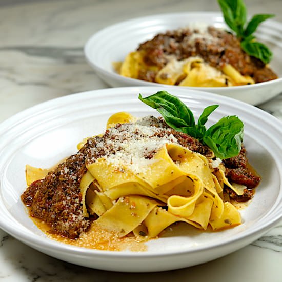 Mushroom Bolognese Sauce - Recipe photo by SipsNibblesBites