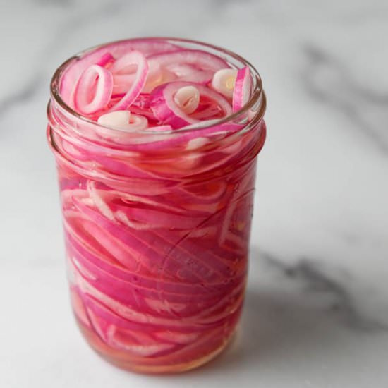 Quick & Easy Pink Pickled Onions - Recipe photo by garlic and zest