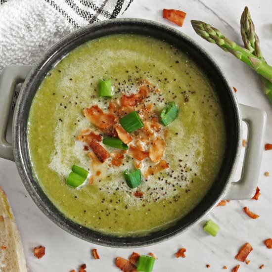 Vegan Cream of Asparagus Soup - Recipe photo by Clean Green Simple