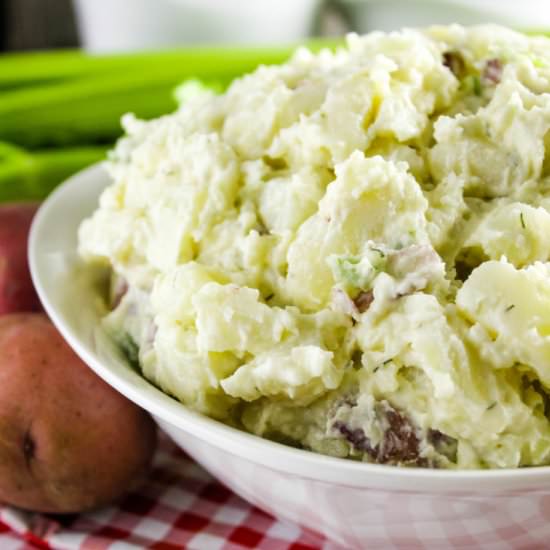 Easy Vegan Potato Salad - Recipe photo by bakingyouhappier