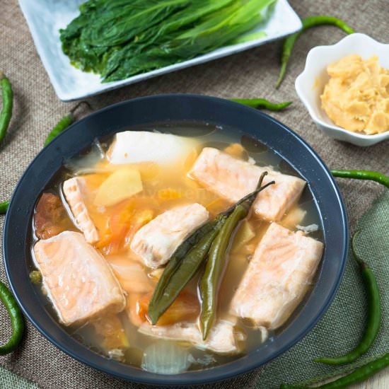 SINIGANG SALMON BELLY - Recipe photo by Rivertenkitchen