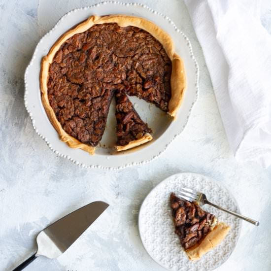 Chocolate Bourbon Pecan Pie - Recipe photo by champagne-tastes