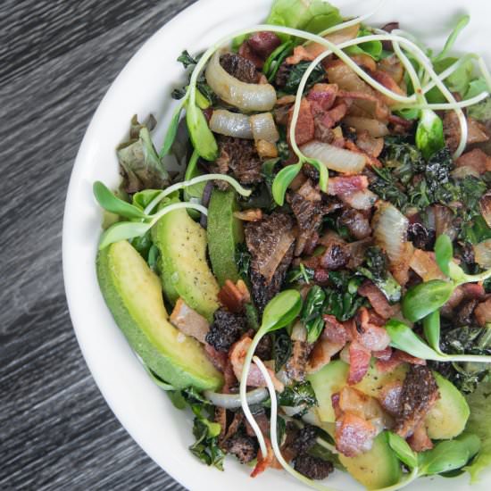 Morel Mushroom Salad with Bacon - Recipe photo by The Primal Desire