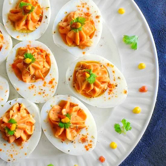 Honey Sriracha Deviled Eggs - Recipe photo by EasycookingwithMolly