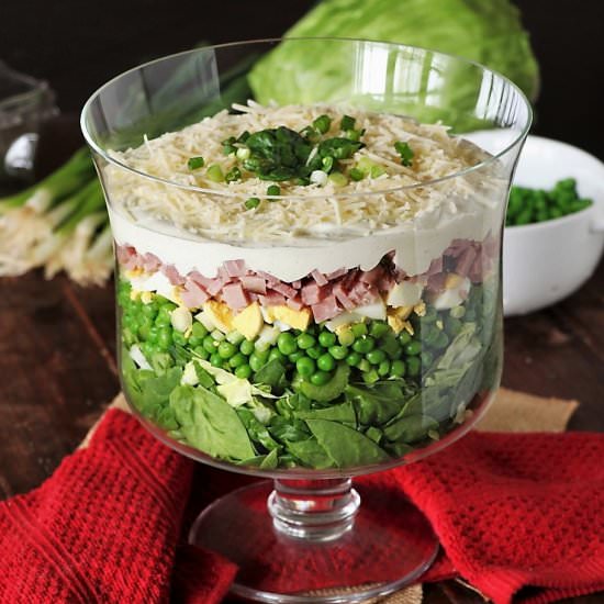 Make-Ahead Layered Spinach Salad - Recipe photo by thekitchenismyplayground