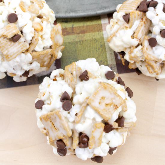 S'mores Popcorn Balls - Recipe photo by Happiest Camper