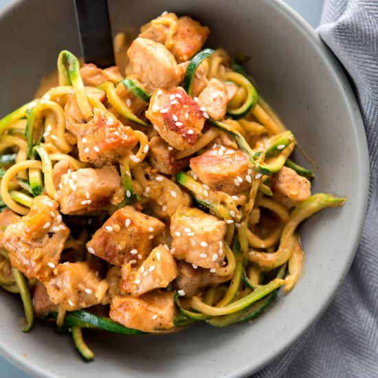 Crispy Pork LO Mein with Zoodles - Recipe photo by Appetite For Energy