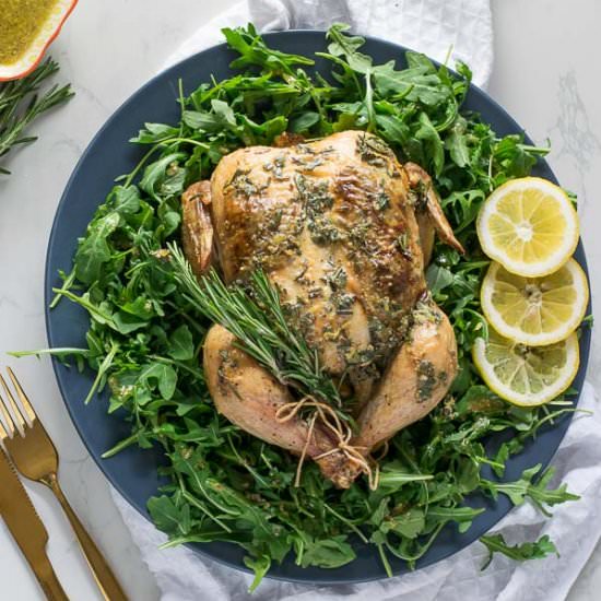 Roast Chicken w/ Dijon Herb Butter - Recipe photo by loveinmyoven
