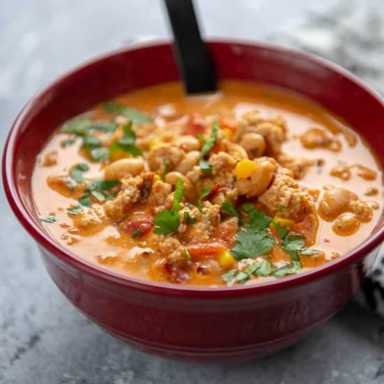 Instant Pot Buffalo Chicken Chili - Recipe photo by slowcookergourmet