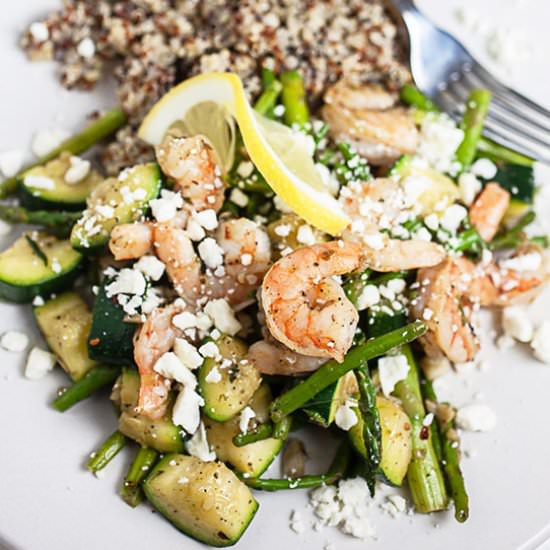 Skillet Shrimp and Spring Veggies - Recipe photo by therusticfoodie