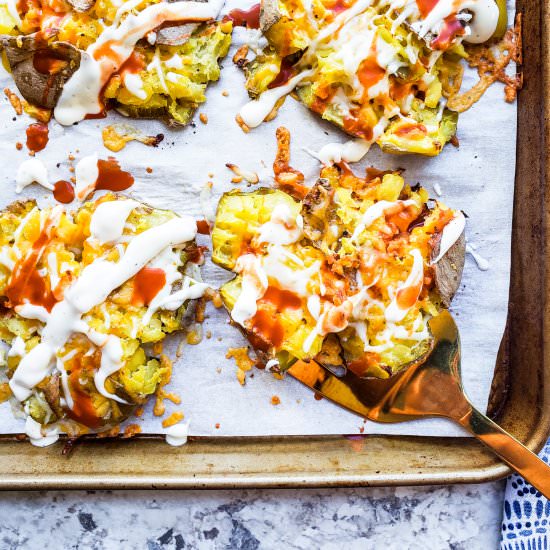 Crispy Buffalo Smashed Potatoes - Recipe photo by erhardtseat