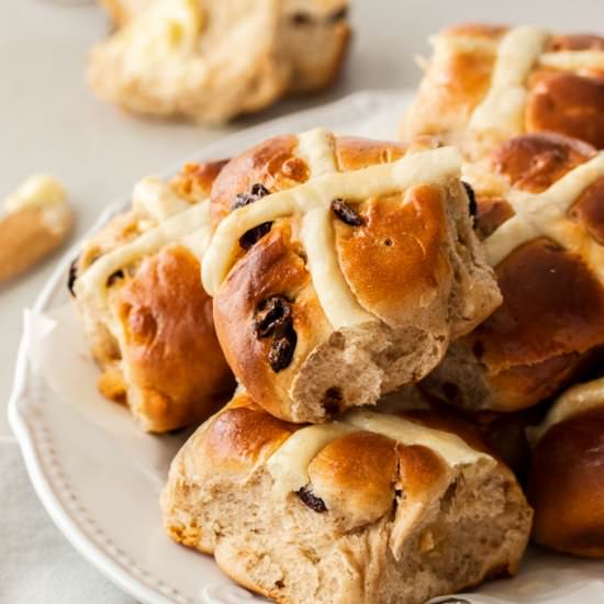 White Chocolate Hot Cross Buns - Recipe photo by sugarsaltmagic