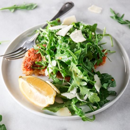 Panko Crusted Chicken with Arugula - Recipe photo by tippsinthekitch