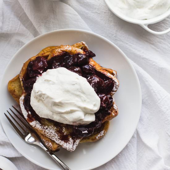 French Toast with Cherry Compote - Recipe photo by coffeeandcrumbs