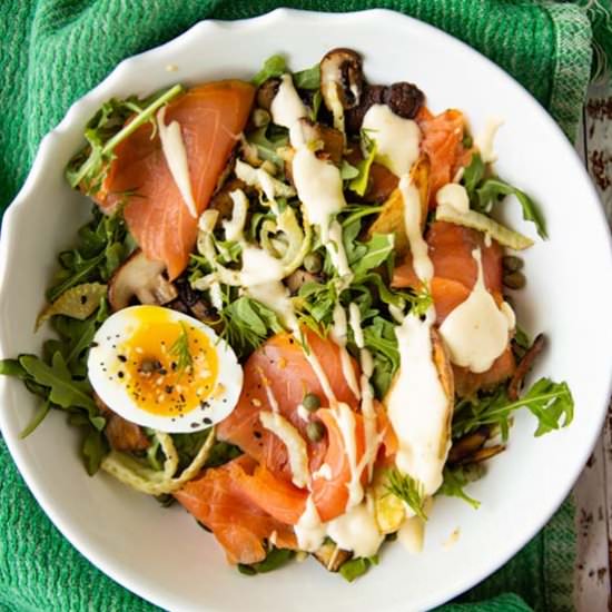Salmon Benedict Breakfast Salad - Recipe photo by theseasonaljunkie