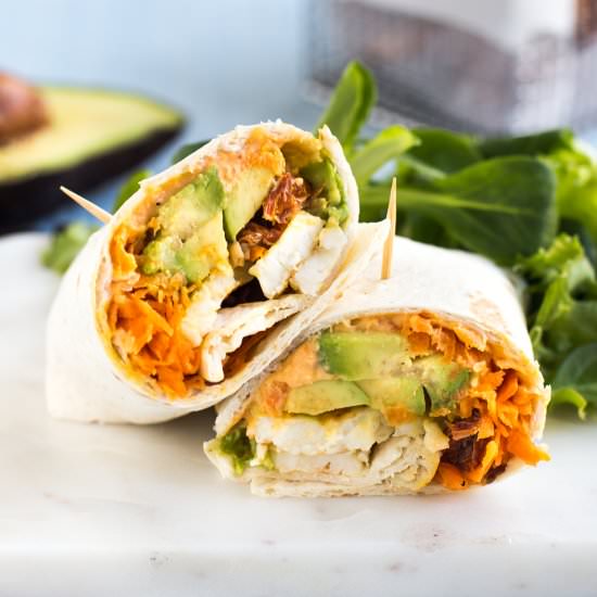 Avocado and halloumi wraps - Recipe photo by Becca @ Easy Cheesy Vegetarian