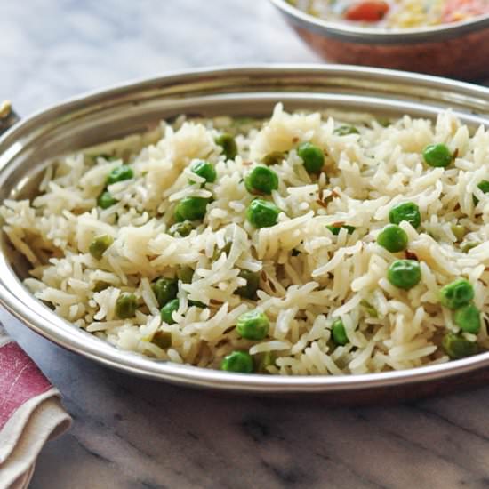 Pea Pulao - Recipe photo by Veggiecurean