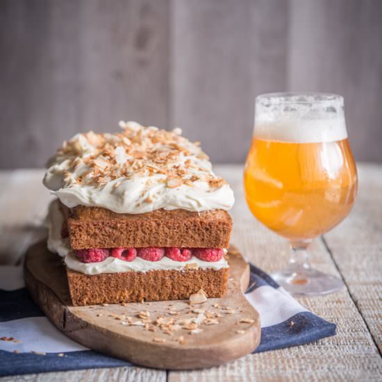 Coconut Raspberry Pilsner Cake - Recipe photo by TheBeeroness