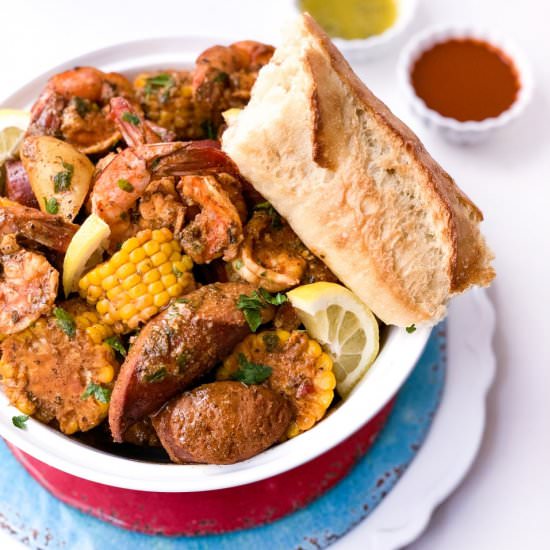 smoked shrimp boil - Recipe photo by Creole Contessa