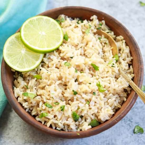 Cilantro Lime Brown Rice Recipe - Recipe photo by pipingpotcurry