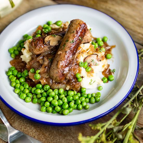 Meat-free sausage and mash - Recipe photo by k33kitchen