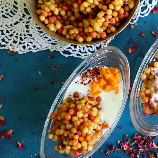 Golden Sweet Balls with Yoghurt - Recipe photo by Rapti B