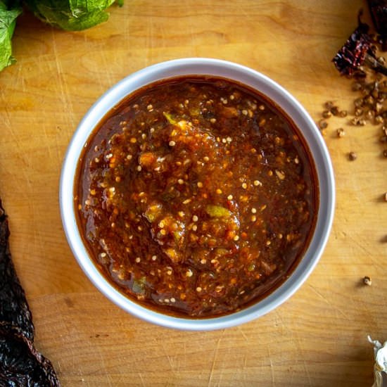 Pasilla de Oaxaca Salsa - Recipe photo by MexicanPlease