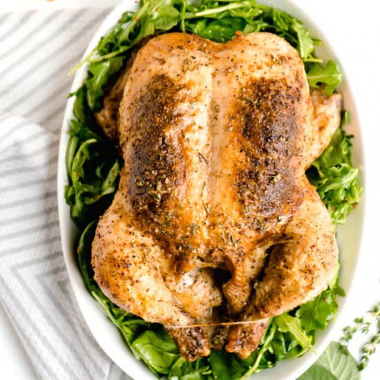 Roasted Chicken & Dijon Herb Butter - Recipe photo by TheDeliciousSpoon