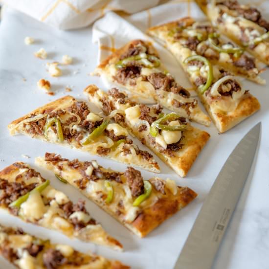 Philly Cheesesteak Flatbread - Recipe photo by lifeshelives