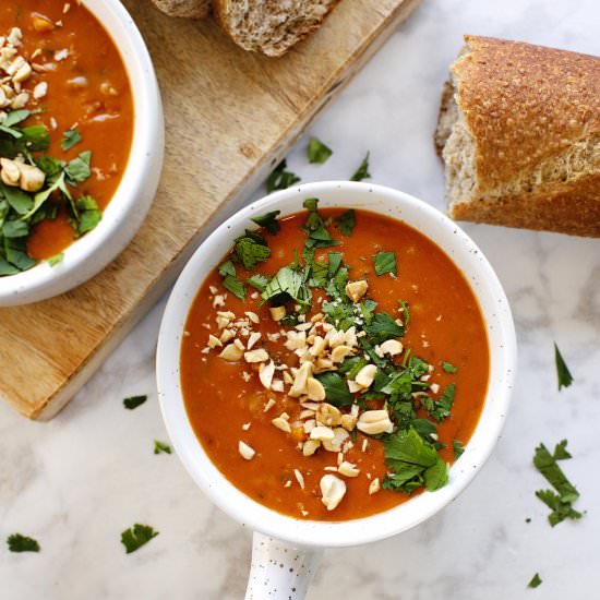 Spicy Peanut and Wild Rice Soup - Recipe photo by abeautifulmessblog
