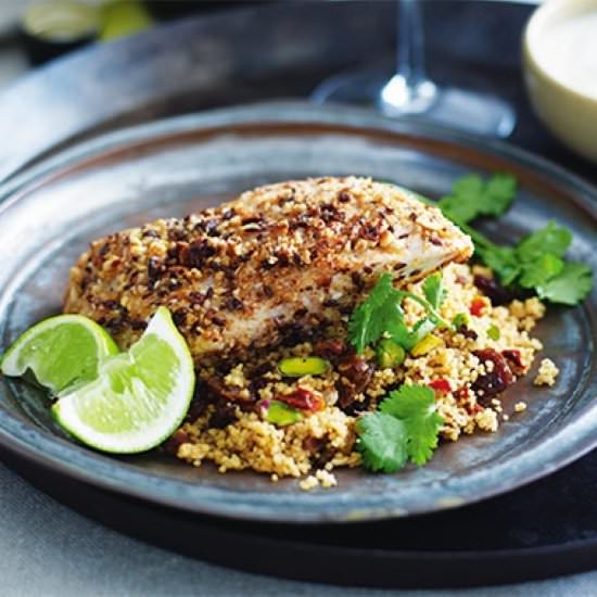 Dukkah crusted snapper on cous cous - Recipe photo by wselectors