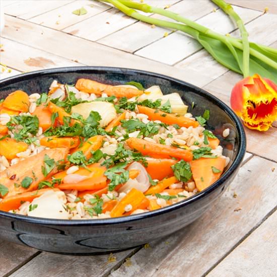 Braised Carrot Pearl Barley Salad - Recipe photo by The Yum Yum Club