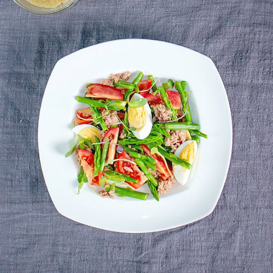 Tuna Asparagus Salad with Microgree - Recipe photo by MasalaHerb
