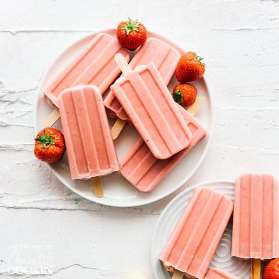 Strawberry Banana Popsicles - Recipe photo by amandascookin