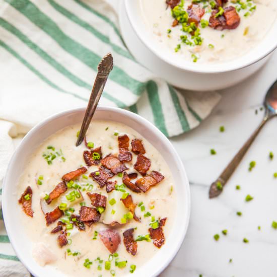 Healthy Creamy Clam Chowder - Recipe photo by 40aprons